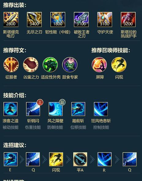 亚索敏捷步伐出装铭文攻略